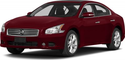 Front-side view of sedan with chrome grille and distinct headlights