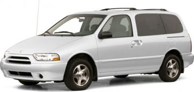 Front-side view of minivan with sliding door and roof rails