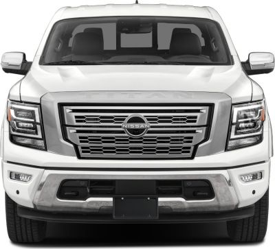 Front grille and LED headlights of a large pickup truck