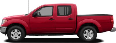 Side profile of a double cab pickup truck with extended cargo bed.