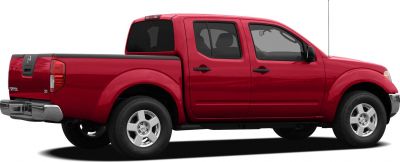 Red extended Crew Cab Long pickup truck with alloy wheels side profile