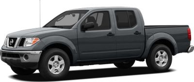 Side view of four-door crew cab long bed pickup truck