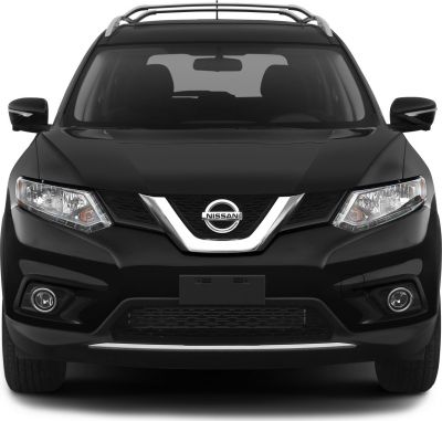 Front view showing V-Motion grille, angular headlights, fog lights, and roof rails.