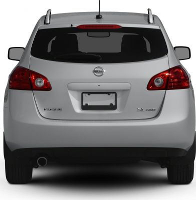 Rear view of an SUV with distinct taillights and roof rails