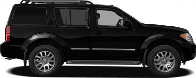Side profile of a black mid-size SUV with alloy wheels