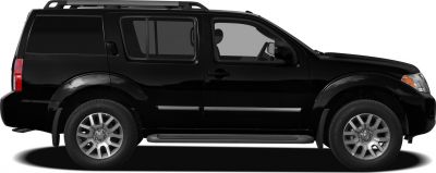 Black SUV side view with alloy wheels and roof rails