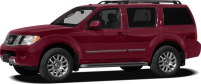 Red SUV side view with roof rails and side steps