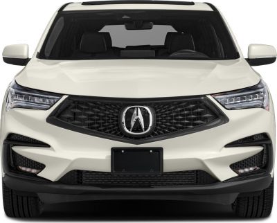 Diamond pentagon grille and LED headlights at front view
