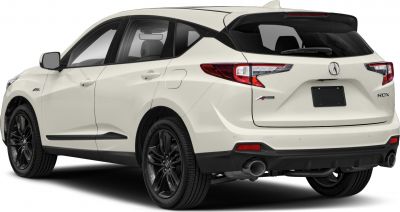 Rear side shot of SUV with A-Spec badging and black rims
