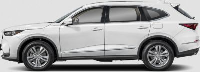 Side profile of a sleek modern SUV with smooth lines and aerodynamic shape.
