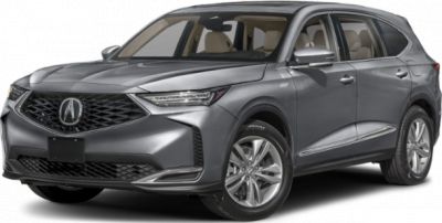 Front and side view of a metallic gray luxury SUV with modern headlights.