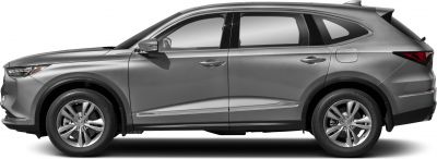 Side profile of an SUV with alloy wheels and sleek body design