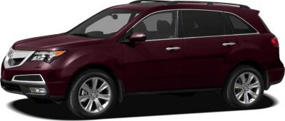 Side profile of burgundy mid-size SUV with sleek design and alloy wheels