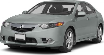 Front angle of mid-size sedan with alloy wheels and fog lights