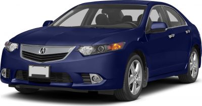 Blue sedan front-side view with headlights and alloy wheels