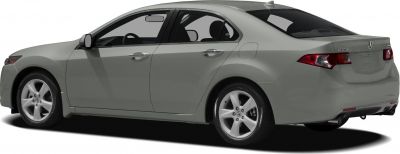 Side and rear view of a mid-size sedan with distinctive tail lights and dual exhaust