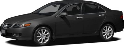 Black 4-door sedan front side view with alloy wheels