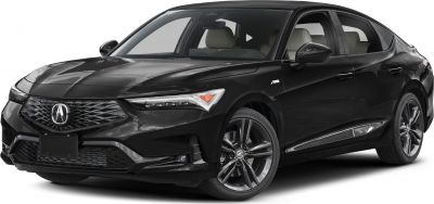Front side view of a sleek black sedan with LED headlights and alloy wheels