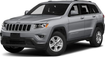 Front side view of SUV with headlight and seven-slot grille