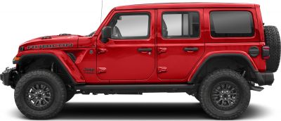 Red four-door SUV side profile with rugged off-road tires and large windows