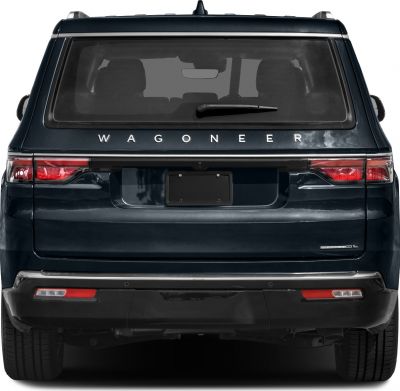 Rear view featuring large window, distinct taillights, model lettering, rear wiper