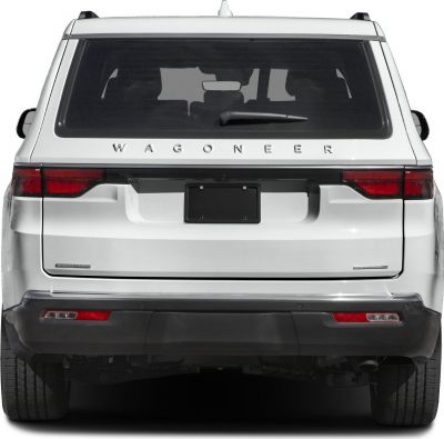 Rear view of SUV with tailgate, rear windshield, and lights