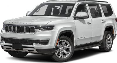 Front side view of modern SUV with distinctive grille and alloy wheels