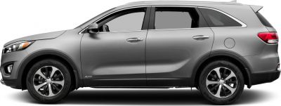 Side profile featuring AWD badge and alloy wheels on SUV
