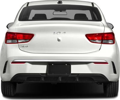 Rear view with taillights and trunk of a compact sedan