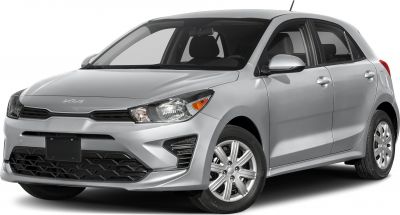 Silver compact hatchback front and side view with alloy wheels.