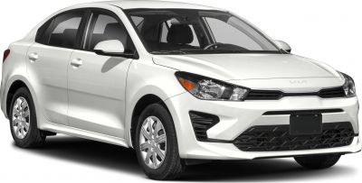 Front and side view of compact sedan with modern headlights and aerodynamic design