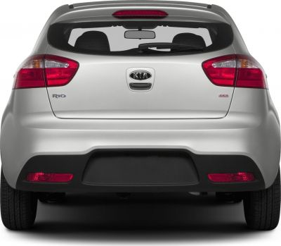 Rear view showing tail lights, spoiler, and rear window wiper on a compact hatchback