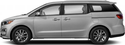 Side profile of a minivan with sliding doors and alloy wheels