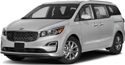 Minivan front-side view with grille and alloy wheels