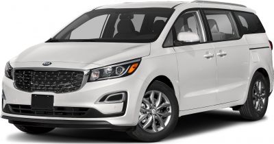 Front grille and side profile of modern minivan