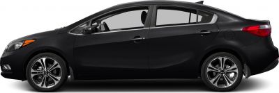 Side profile of a black four-door sedan with alloy wheels