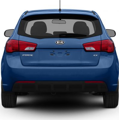 Rear view of hatchback with tail lights and rear window wiper