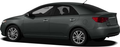 Side profile of a sedan with alloy wheels and rear spoiler