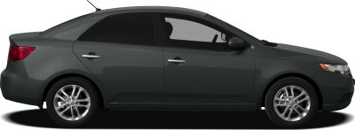 Side profile with alloy wheels and tinted windows on a compact sedan