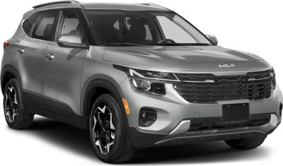 Front grille and LED headlights of a modern compact SUV