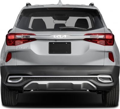 Rear view with distinctive taillights and rear bumper design