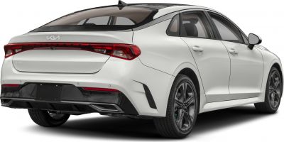 Rear and side view with continuous LED taillight and sporty dual exhaust