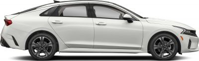 Sleek sedan side profile with modern alloy wheel design