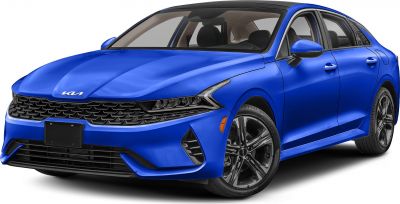 Front view with aggressive grille and distinctive LED headlights.