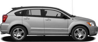 Side profile of a hatchback with chrome alloy wheels