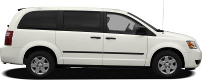 Side profile of a minivan with sliding doors and tinted windows