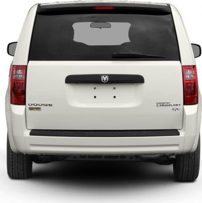Minivan rear view with tailgate and taillights
