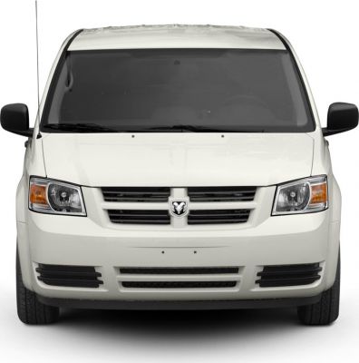 Minivan front grille, headlights, and bumper in white