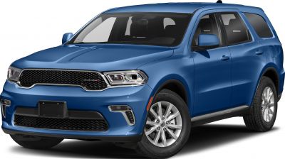 Blue SUV front with grille and headlights