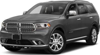 Front-side view of SUV with chrome grille and alloy wheels